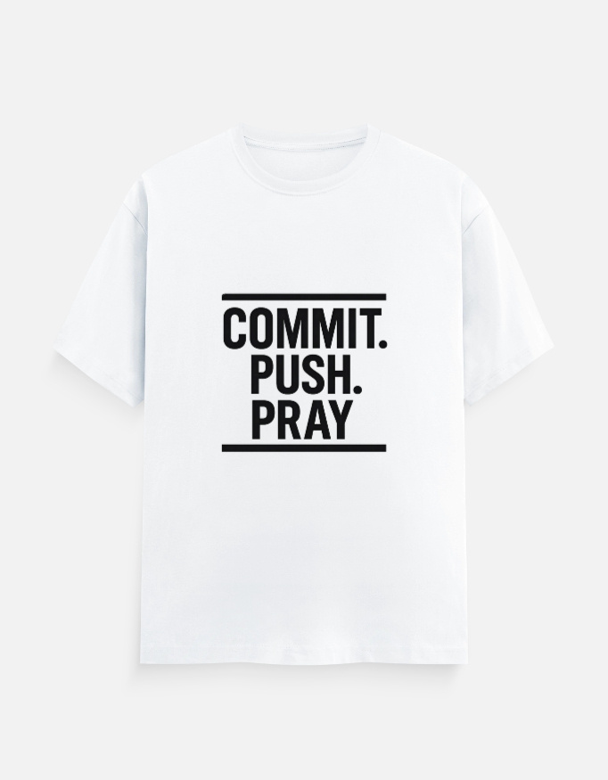 Commit, Push, Pray – Full Developer Workflow T-Shirt